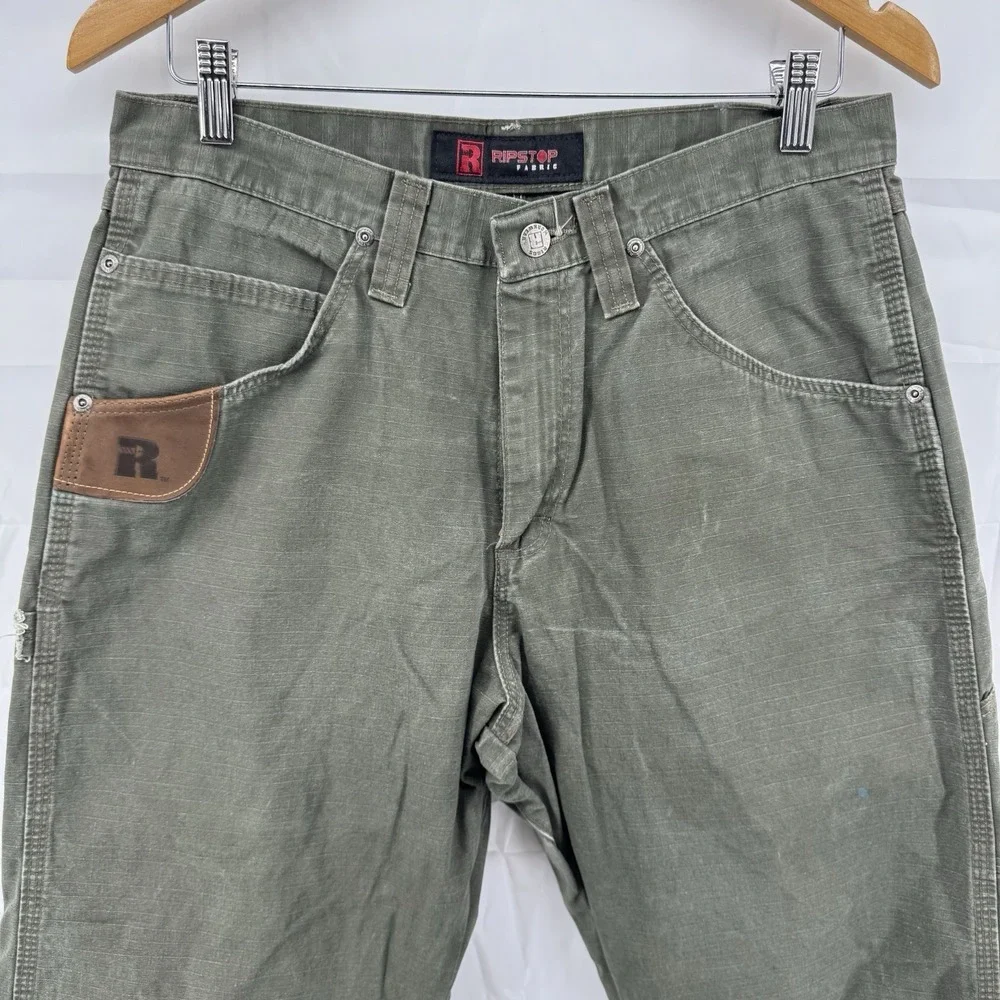 Men's‎ Olive Wrangler Ripstop Cargo Pants Drab Vintage Military Style 31x29